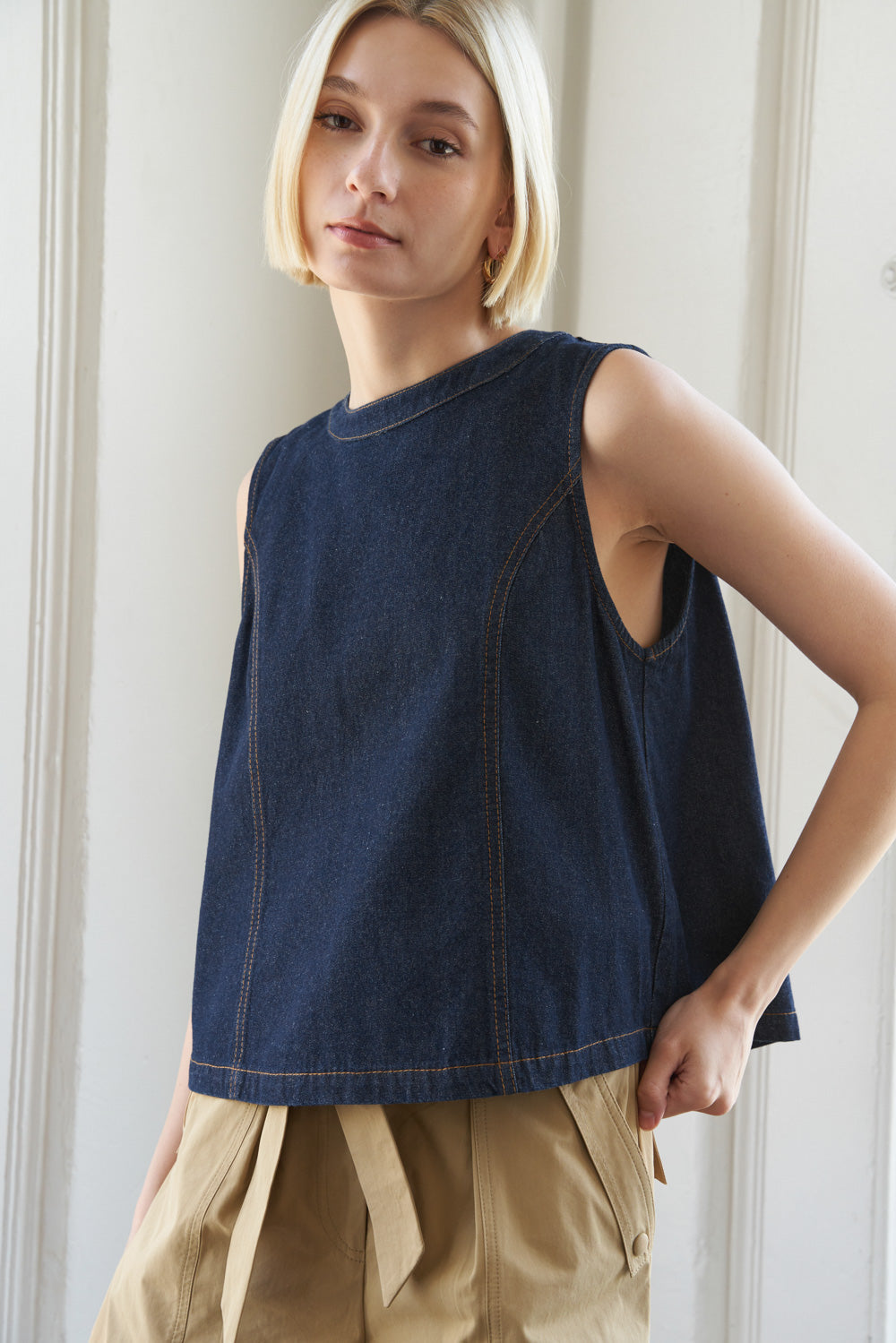 SUNLIT SERENITY DENIM TOP Flying Tomato
